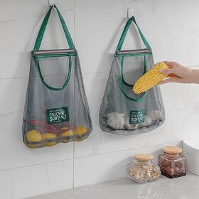Ventilated Wall-Mounted Storage Bags for Kitchen Produce, Garlic, Onion & Vegetable Keepers (Long Strip Bag)