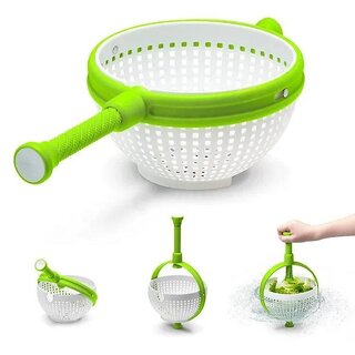 Salad Spinner Fast Vegetable Dryer and Washer, Kitchen Centrifugal Dehydrator with Strainer Basket (Color box packaging green)