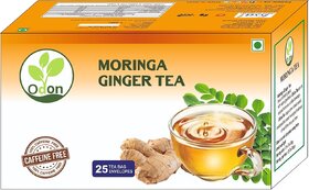 ODON NATURAL Moringa Ginger Herbal Green Tea - Caffeine Free Detox  Immunity Boost