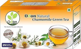 ODON NATURAL Chamomile Herbal Green Tea - Caffeine-Free Stress Relief and Sleep Aid