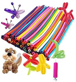 Printzkala 100Pcs Animal Twist Balloons Kit with Hand Pump | Long Latex Modelling Balloons for Kids Party Fun
