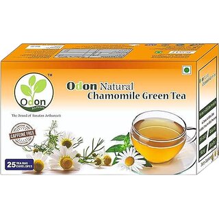 ODON NATURAL Chamomile Herbal Green Tea - Caffeine-Free Stress Relief and Sleep Aid