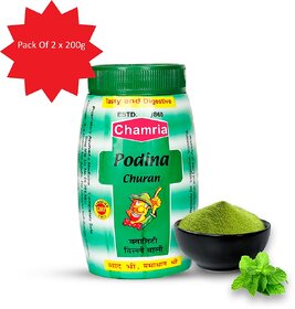 Chamria Podina Churan  Mint Digestive Powder Natural Remedy for Indigestion, Gas  Acidity Relief  150g (Pack of 2)