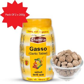 Chamria 100 Natural Gasso Garlic TabletsDigestive Aid  Mouth Freshener for Acidity  Bloating Relief 200g(Pack of 2)