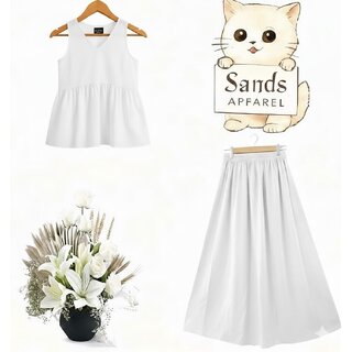 Classic White Top  Maxi Skirt Co-ord Set For Women