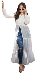 SARINKU Women's Slit Kurti Georgette Front Open Kurti for Women & Girl