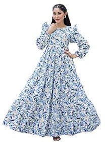 SARINKU Gown Crepe Fabric Dress for Women Stylish Ethnic Gown Long One Piece for Girls and Women