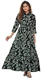 SARINKU Gown Crepe Fabric Dress for Women Stylish Ethnic Gown Long One Piece for Girls & Women
