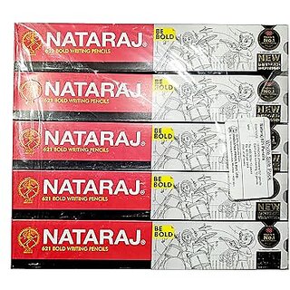 Nataraj 621 Writing Pencil Pack of - 5 (50 Pencils), Ink black