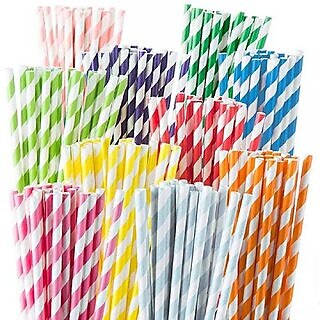 BIYANKA 3 Layer Coloured Paper Straws 8 mm - Pack of 50 pcs
