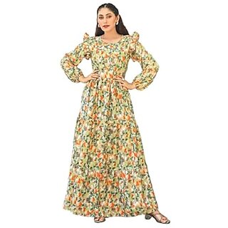 SARINKU Gown Crepe Fabric Dress for Women Stylish Ethnic Gown Long One Piece for Girls and Women