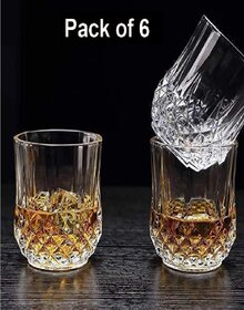 Heavy Unbreakable Plastic Crystal Transparent for Multipurpose ( Water/Juice ) Glass Set of 6 - 315ml.