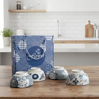 Tiny Shiny Ceramic Bohemia Inspired Japanese Colorful Printed Bowls  Handcrafted Floral  Geometric Patterns Set of 4