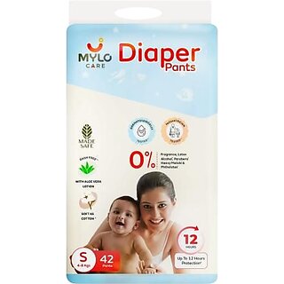Rash-Free Baby Diaper Pants with Soothing Aloe Vera - Size S, 42 Count - Perfect for Sensitive Skin, 12 Hour Protection, Made Safe for Your Baby