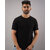 Code Yellow Men Solid Round Neck Cotton Black T-Shirt