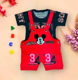 Littlemama Dungaree For Baby Boys & Baby Girls Casual Printed, Applique Cotton Blend(Light Blue, Pack of 1)