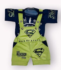Littlemama Dungaree For Baby Boys & Baby Girls Printed, Graphic Print Cotton Blend(Green, Pack of 1)