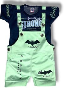 Littlemama Dungaree For Baby Boys Self Design Cotton Blend(Light Green, Pack of 1)