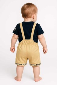Littlemama Dungaree For Baby Boys Party Printed Cotton Blend(Yellow, Pack of 1)