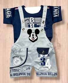 Littlemama Dungaree For Baby Boys Solid Cotton Blend(Grey, Pack of 1)