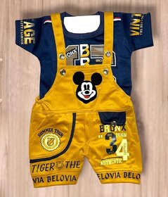 Littlemama Dungaree For Baby Boys Solid Cotton Blend(Grey, Pack of 1)