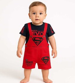 Littlemama Dungaree For Baby Boys Printed Cotton Blend(Green, Pack of 1)