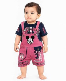Littlemama Dungaree For Baby Boys Self Design Cotton Blend(Grey, Pack of 1)