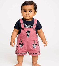 Littlemama Dungaree For Baby Boys & Baby Girls Printed Cotton Blend(Grey, Pack of 1)