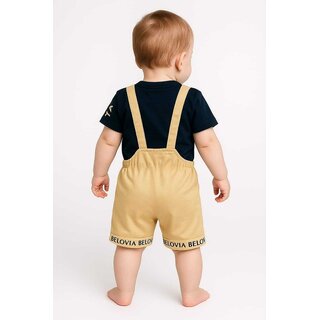 Littlemama Dungaree For Baby Boys Party Printed Cotton Blend(Yellow, Pack of 1)