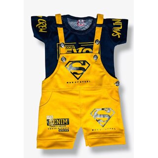 Littlemama Dungaree For Baby Boys Self Design Cotton Blend (Green, Pack of 1)