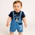 Littlemama Dungaree For Baby Boys Party Printed Cotton Blend (Blue, Pack of 1)