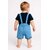 Littlemama Dungaree For Baby Boys Party Printed Cotton Blend (Blue, Pack of 1)