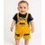 Littlemama Dungaree For Baby Boys Self Design Cotton Blend (Yellow, Pack of 1)
