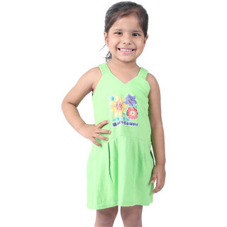 Kid Kupboard Cotton Baby Girls A-Line Frock, Light Green, Sleeveless, 4-5 Years KIDS7917