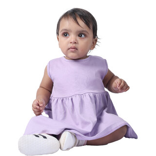 Kid Kupboard Cotton Baby Girls A-Line Frock, Light Purple, Sleeveless, 9-12 Months KIDS7919