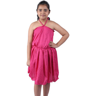 Kid Kupboard Cotton Girls A-Line Dress, Pink, Sleeveless, 10-11 Years KIDS7922