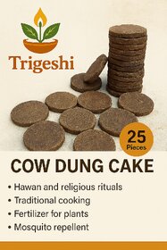 Trigeshi Organic Cow Dung Cakes - Eco-Friendly Natural Hawan Solution and Fertilizer for Gardening, Cooking, and Mosquito Repellent