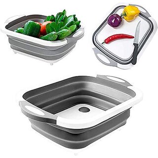 Chopping, Cutting Board for Fruit and Vegetable with Washing Bowl (White)