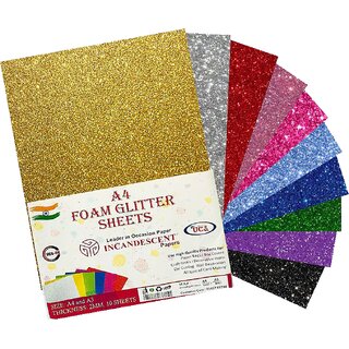 INCANDESCENT PAPER 10 Sparkling Foam Sheets  Pack of 2 x 10 sheets, Perfect for Art, Scrapbooking  Decoration