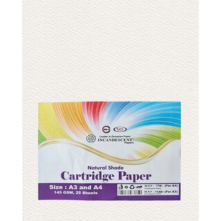INCANDESCENT PAPER A3 Cartridge Paper 145 GSM  Premium 25 Sheets for Drawing, Sketching, and Painting