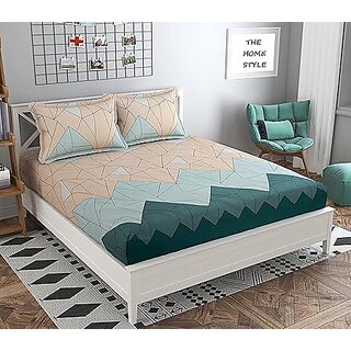 Glace Cotton King Size Double Bedsheet with 2 Pillow Covers  72x78, Pastel Green, 300350 TC