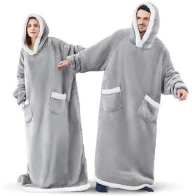 Cozy Fleece Pullover Blanket Hoodie - Extra Warm  Long, Perfect for Outdoor  Indoor Use, Unisex Couple Design