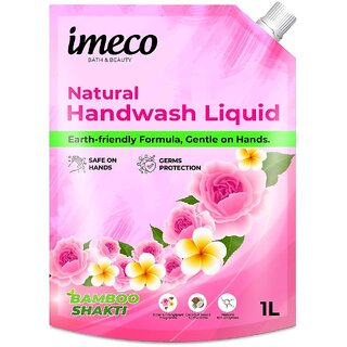 (Pack of 50) IMECO Bamboo Natural Handwash Pouch (1L), Gentle  Safe on Hands, 99.9 Germs Protection