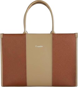 Evander Stylish Designer Tote Bag - High-Quality Brown and Beige