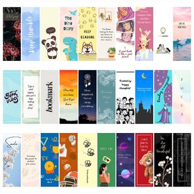 Faolo Designer Bookmarks for Books  Set of 30 Pieces  Double Sided Matte Finished Laminated, 30 Unique Designs  Multi