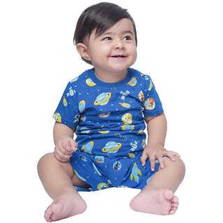 Kid Kupboard Cotton Baby Boys T-Shirt and Short Set, Navy Blue, Half-Sleeves, 12-18 Months KIDS7946