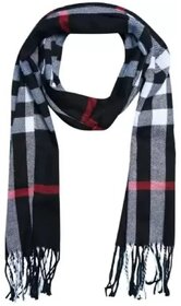 Antiqworld Checkered Winter Woolen Muffler for Men & Women (Black)