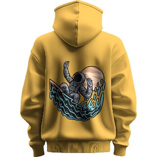 BULL CLOTHING Mens Space Adventure Astronaut Mustard Yellow Hoodie Comfortable Casual Wear Sweatshirt (XL)