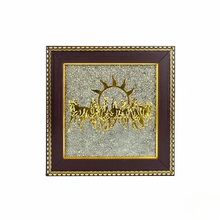 Tiny Shiny 7 Horses on Raw Pyrite Frame  Seven Horses Wall Decor Pyrite Stone Frame for Success  Fame