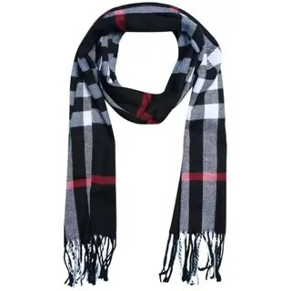 Antiqworld Checkered Winter Woolen Muffler for Men & Women (Black)